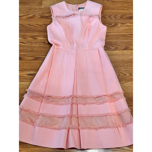 Lela Rose Grace Full-Skirt Fringe-Trim Dress in peach Blush size 2 / XS - Picture 9 of 13